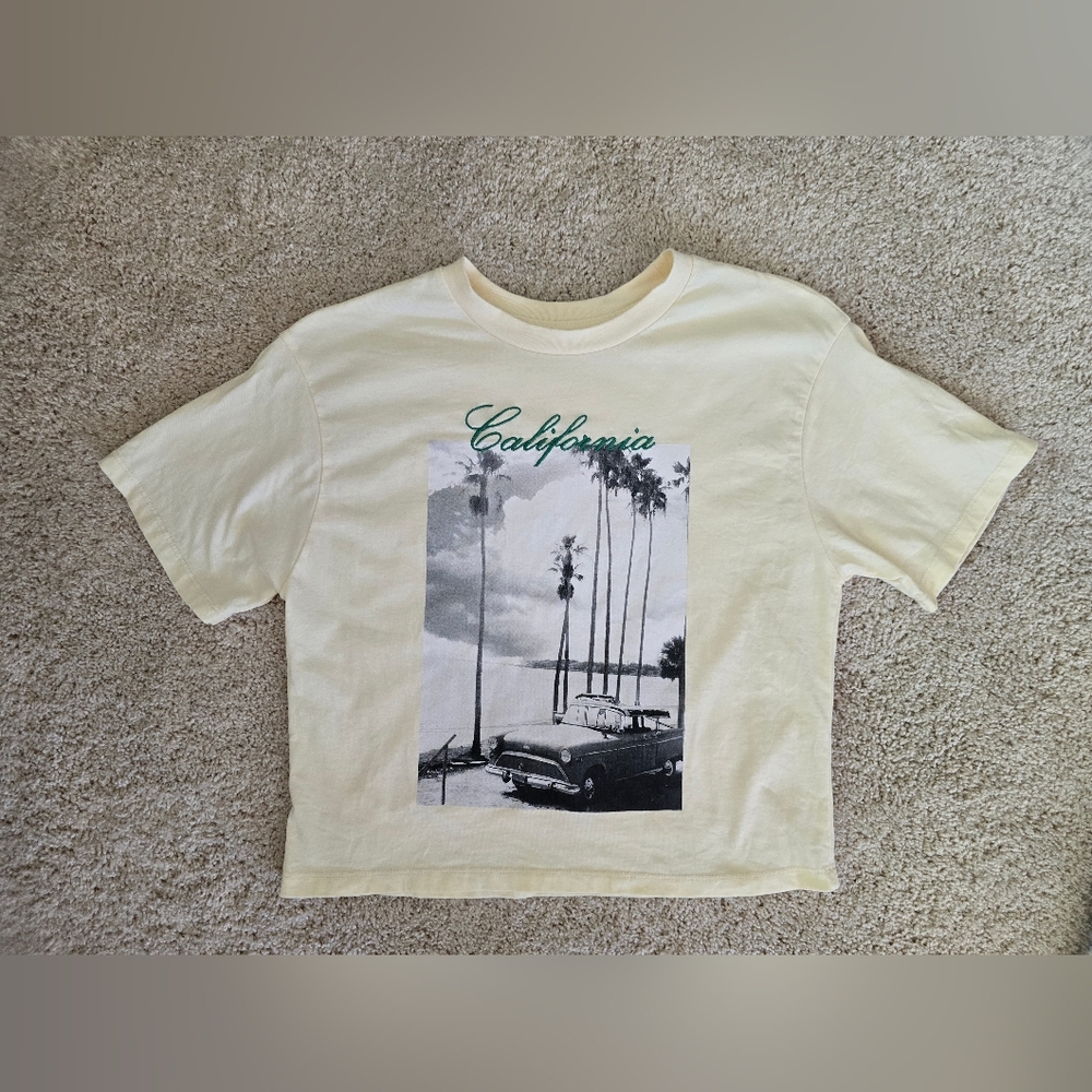 Organic Collective Size XS cotton Cropped Tee In Yellow T-shirt